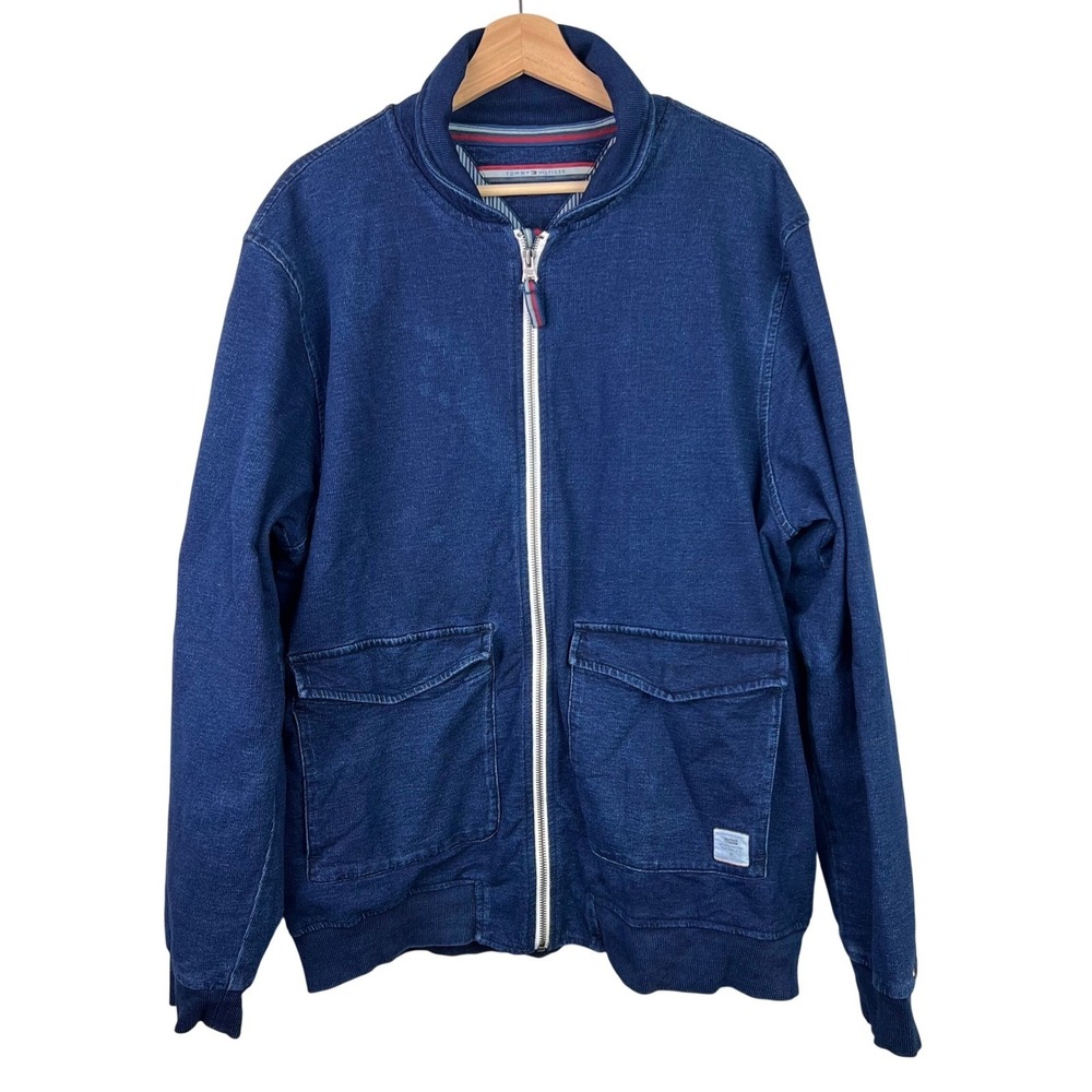 Tommy Hilfiger Men's Indigo Blue Soft Jacket Blue Full Zip Casual Style Size‎ XL